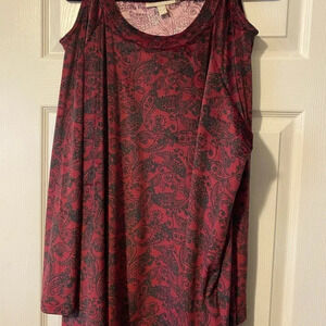 Woman Within Size 2xl (26/28) Tunic Length Cold Shoulder Velour Top‎